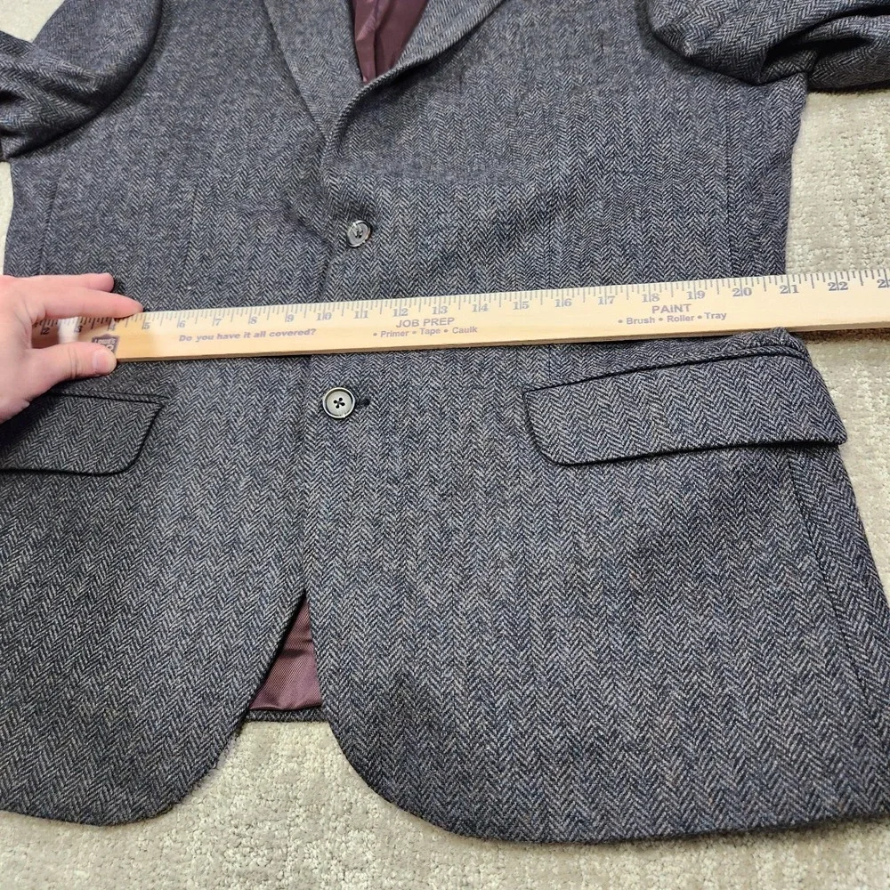 Banana Republic Blazer Men 46R Herringbone Tweed Peak Lapel Elbow Patches‎ NEW